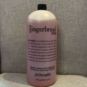 NEW Philosophy The Gingerbread Man Shampoo, Shower Gel & Bubble Bath JUMBO 64 oz